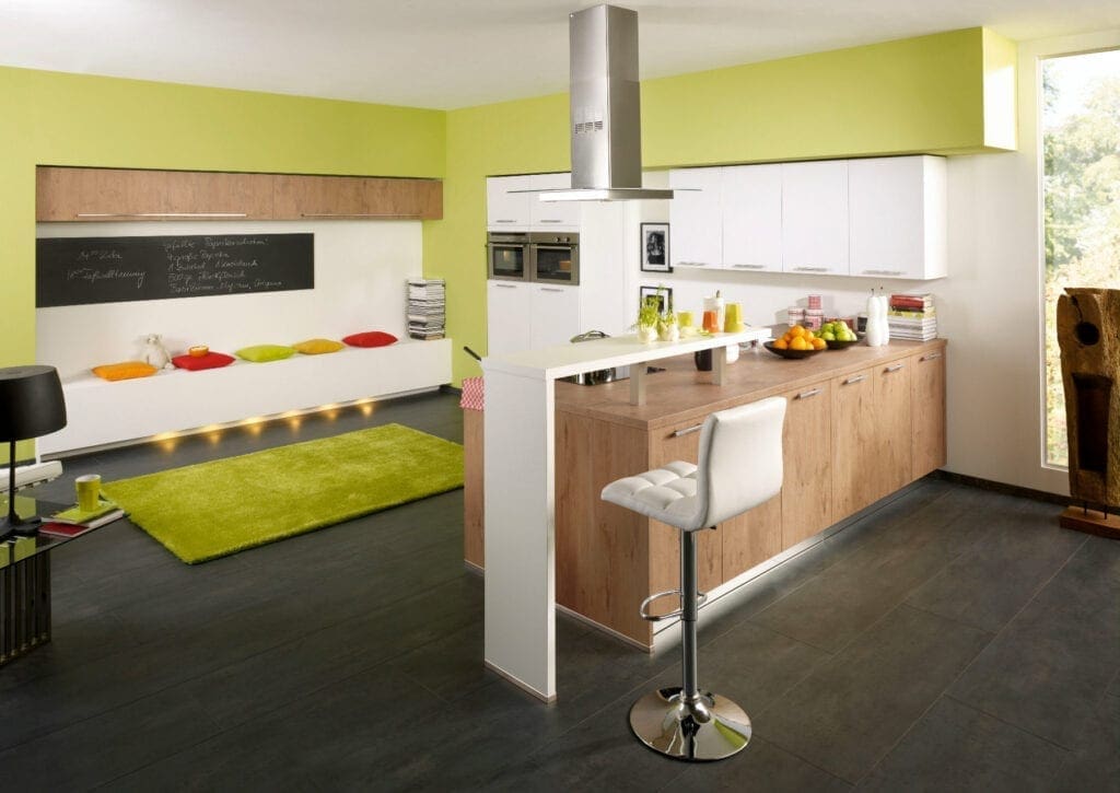 Bauformat Modern White Matt Wood L Shaped Kitchen | MHK Kitchen Expert
