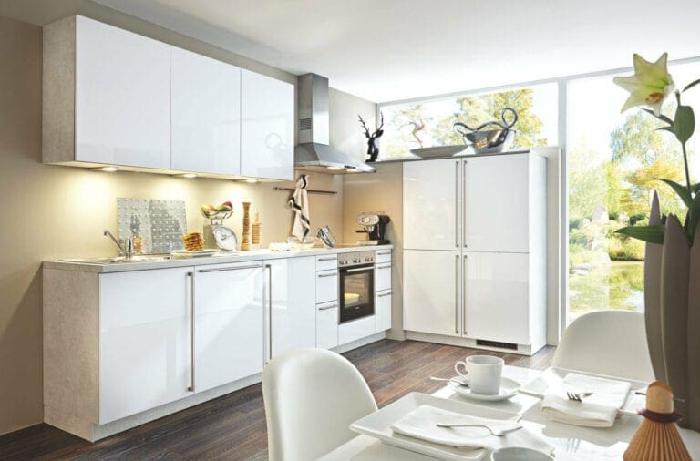 Bauformat White Gloss Compact L Shaped Kitchen 1 | MHK Kitchen Expert