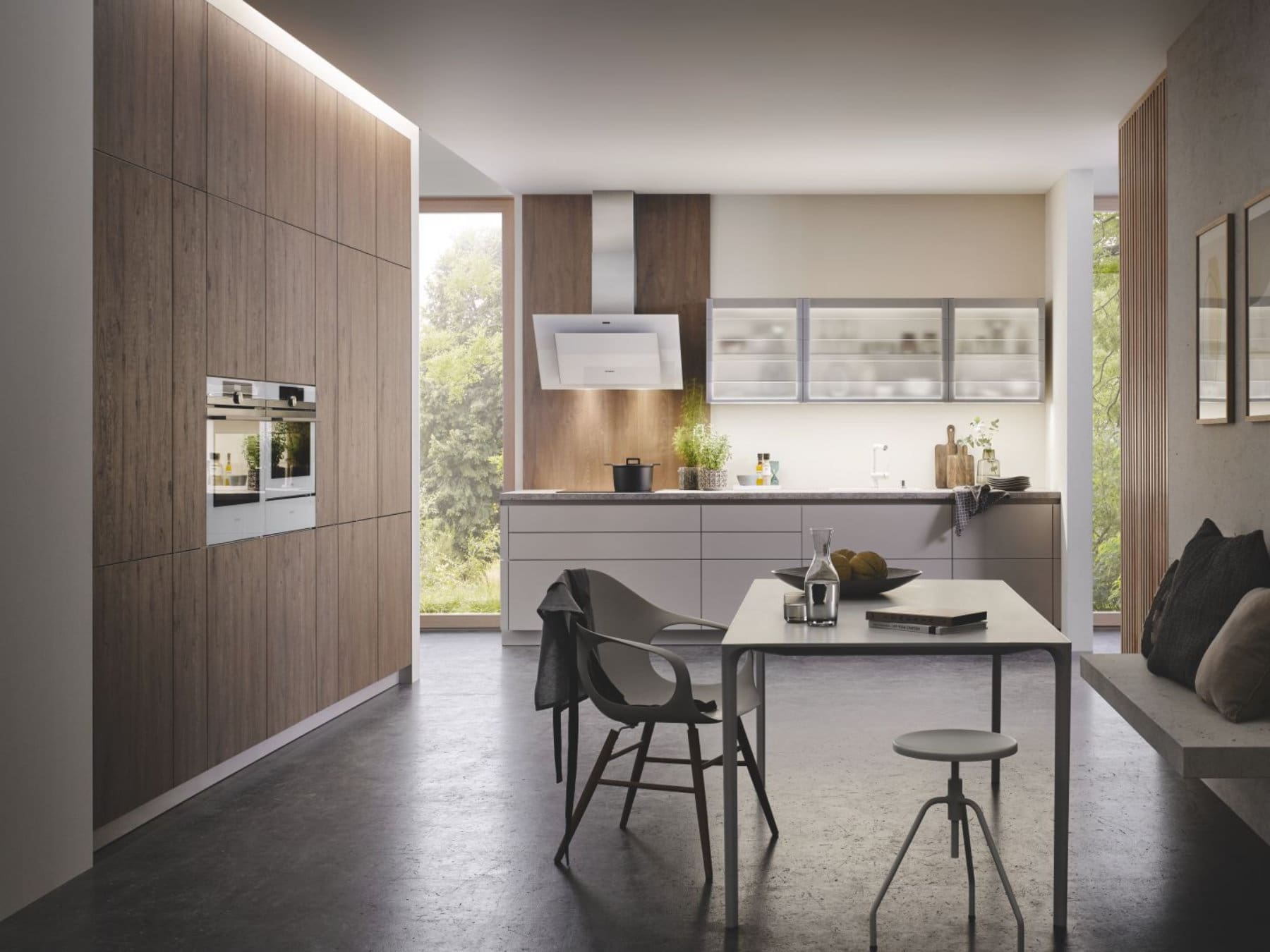 Bauformat Wood White Matt Handleless Compact Kitchen | MHK Kitchen Experts