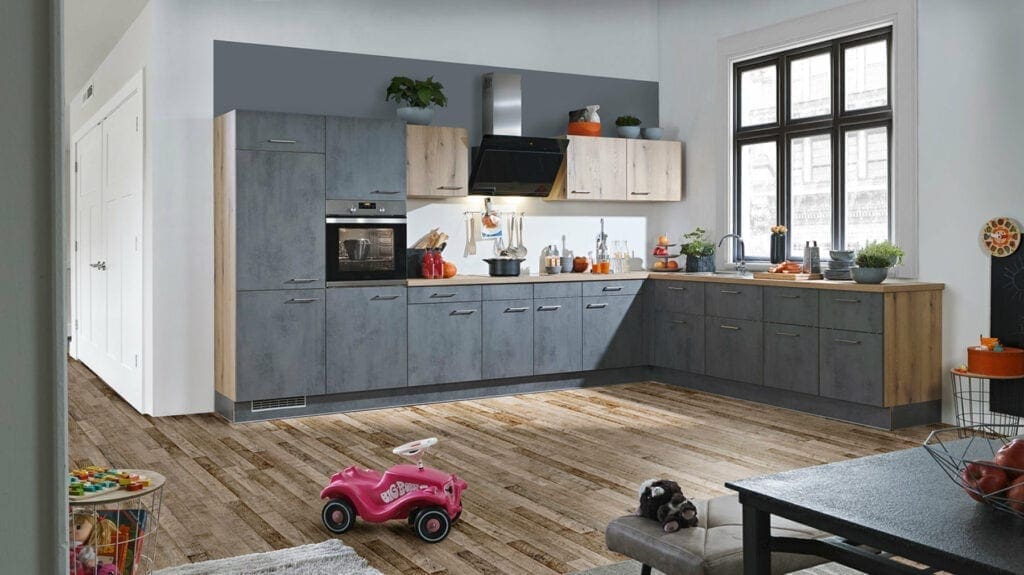 Brigitte Concrete Look Handleless Kitchen | MHK Kitchen Expert