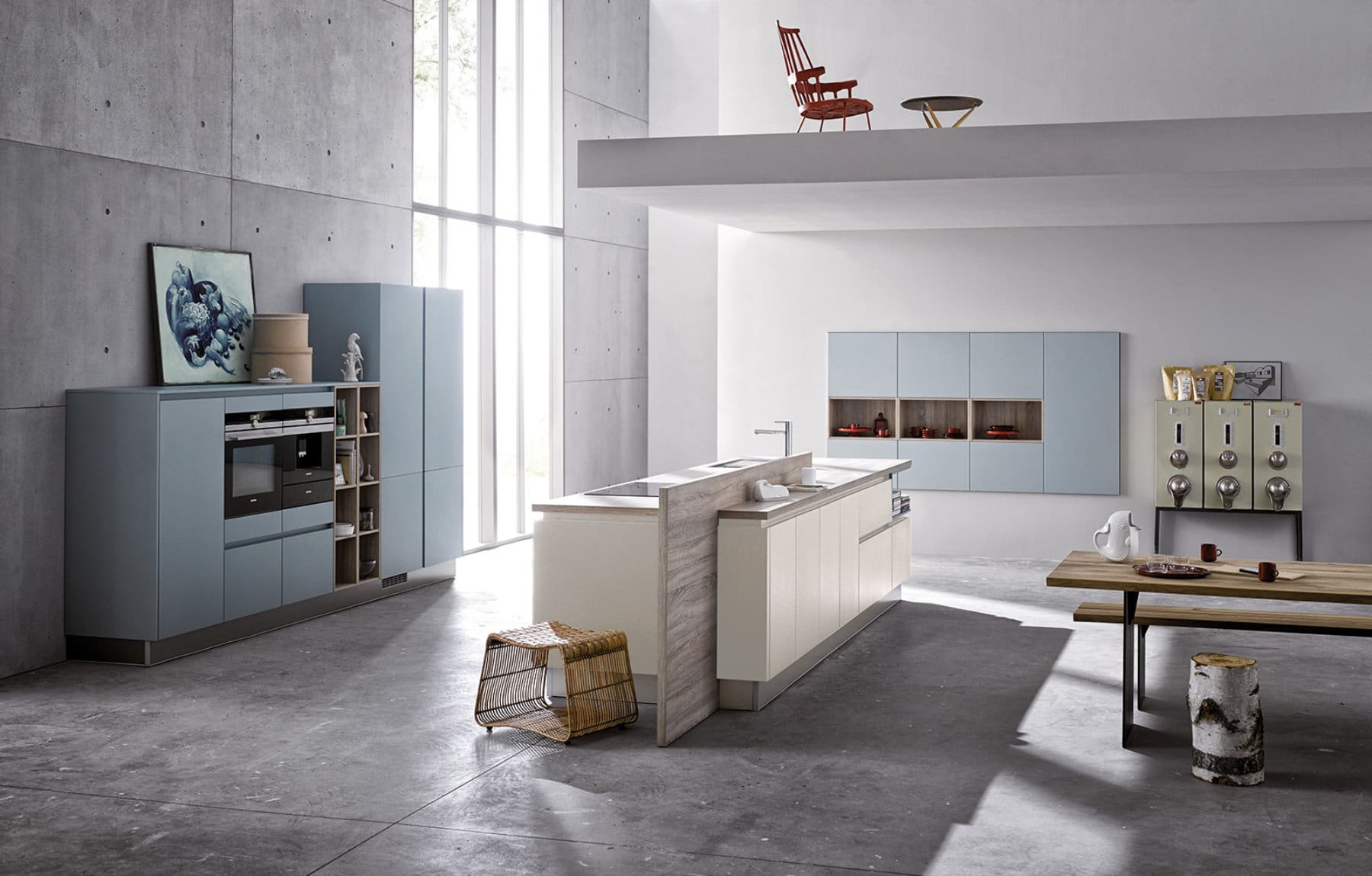 Brigitte Pastel Blue Open Plan Kitchen | MHK Kitchen Experts