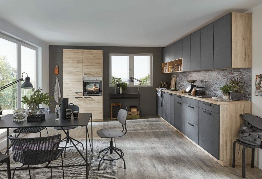 Nobilia Concrete Wood Open Plan Kitchen 2021 | MHK Kitchen Expert
