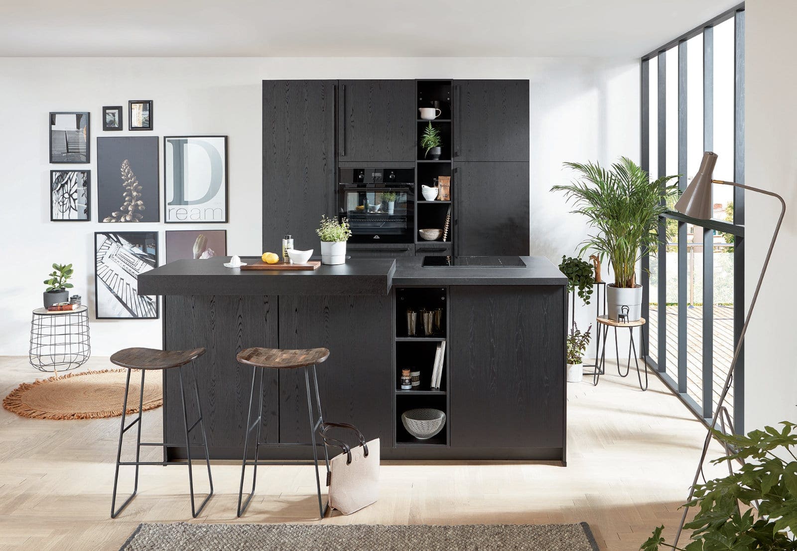 Nobilia Dark Compact Handleless Kitchen With Island 2021 2 | MHK Kitchen Experts