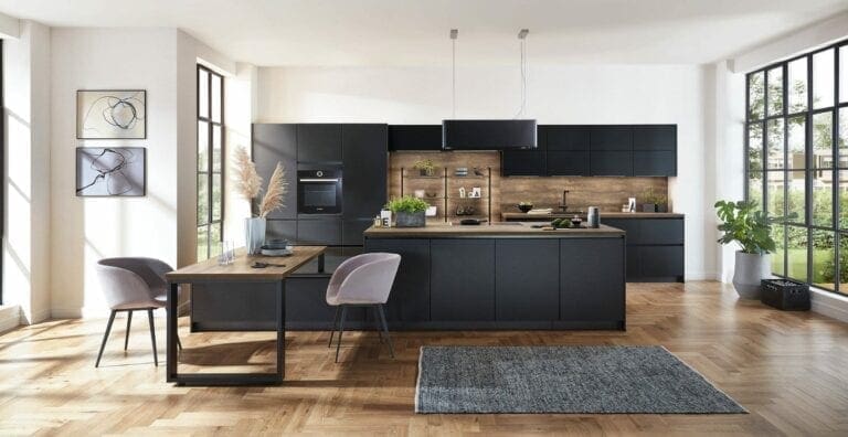 Nobilia Matt Black Wood Handleless Kitchen 2021 | MHK Kitchen Expert