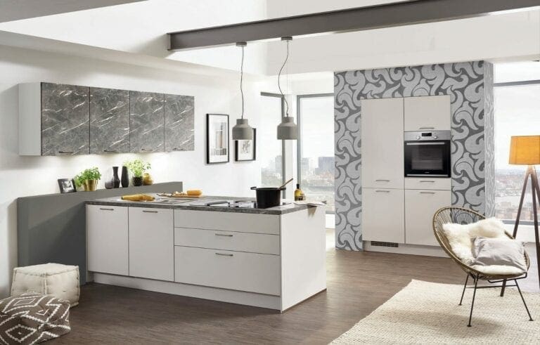 Nobilia Matt White Ceramic Open Plan Kitchen With Island 2021 | MHK Kitchen Expert