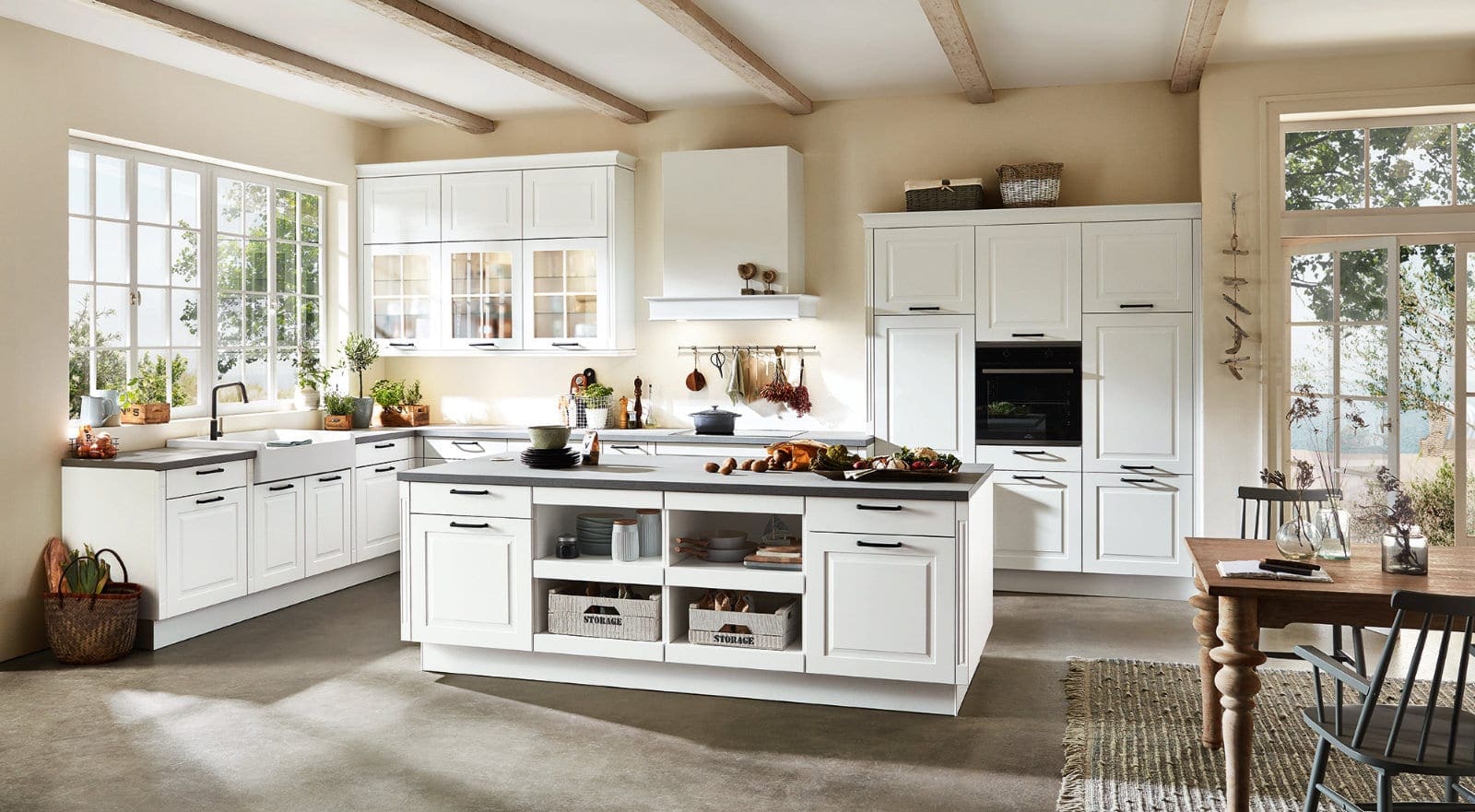 Nobilia Matt White Open Plan Shaker Kitchen With Island 2021 1 | MHK Kitchen Experts