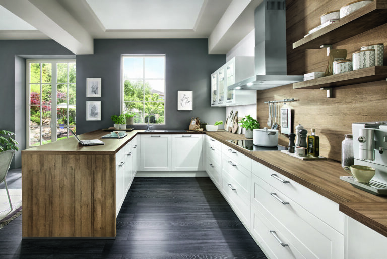 Nobilia Matt White Wood Shaker U Shaped Kitchen 2021 | MHK Kitchen Expert