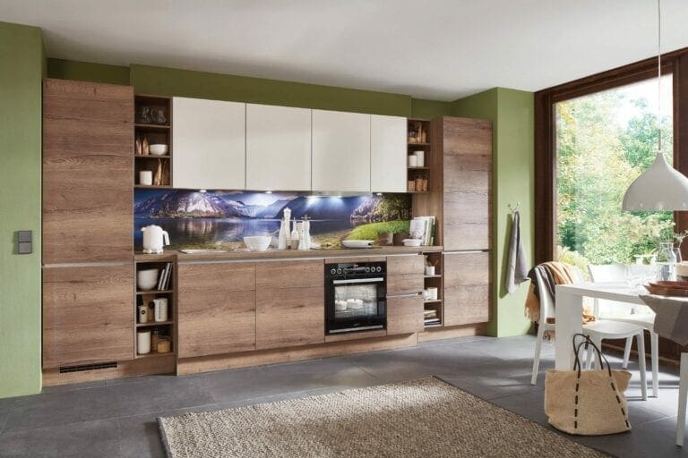 Small kitchen- Nobilia Modern Wood Handleless Compact Kitchen 2021 | MHK Kitchen Expert