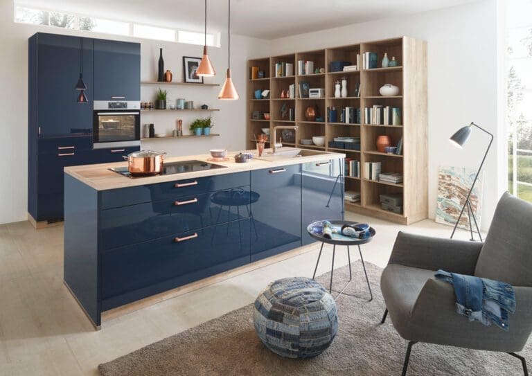 Bauformat Navy High Gloss Compact Kitchen | MHK Kitchen Expert