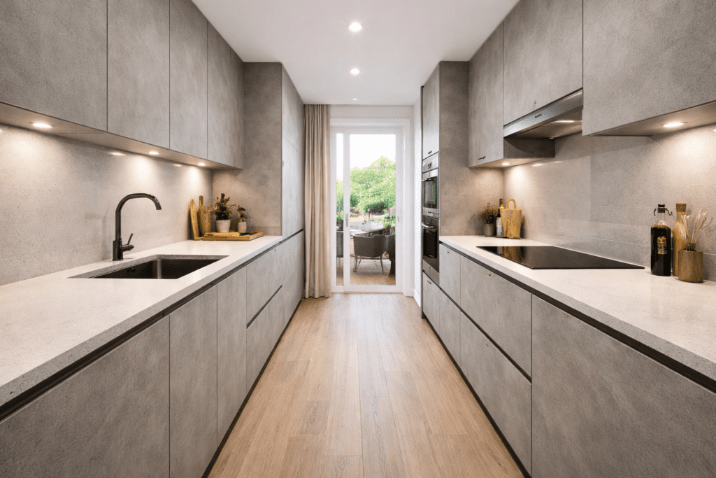 Narrow Galley Kitchen Layout | MHK Kitchen Experts