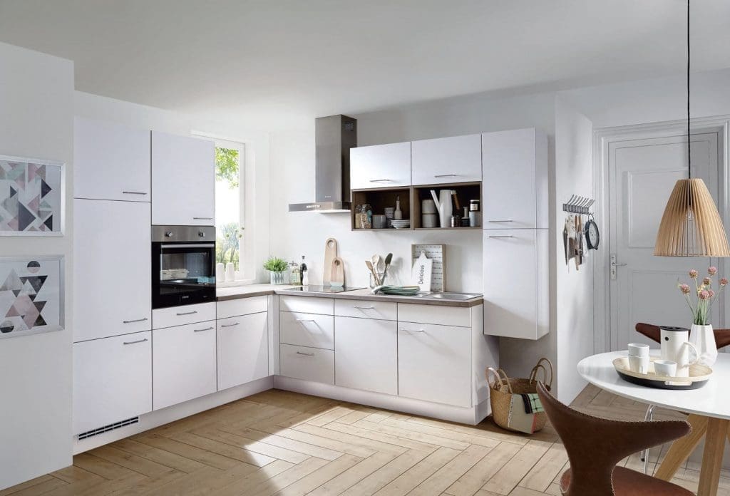 Nobilia Matt White L Shaped Kitchen 2021 | MHK Kitchen Experts