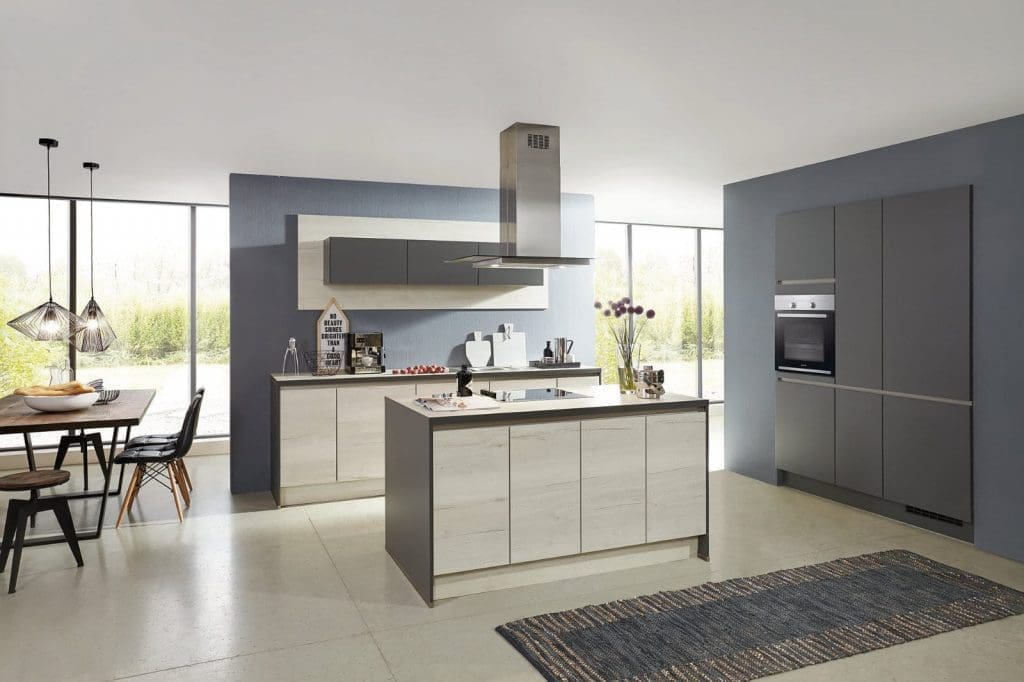 Nobilia Matt Ceramic Handleless Open Plan Kitchen With Island 2021 | MHK Kitchen Experts