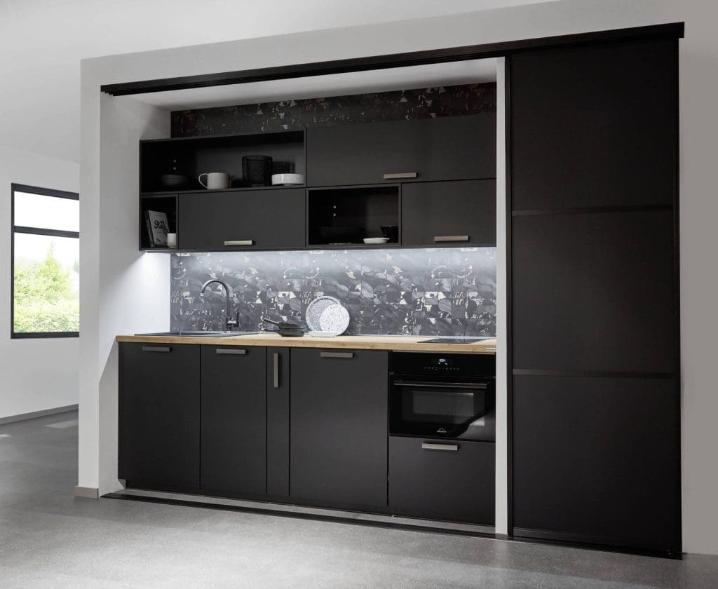 Nobilia Dark Stone Splashback 2 | MHK Kitchen Experts