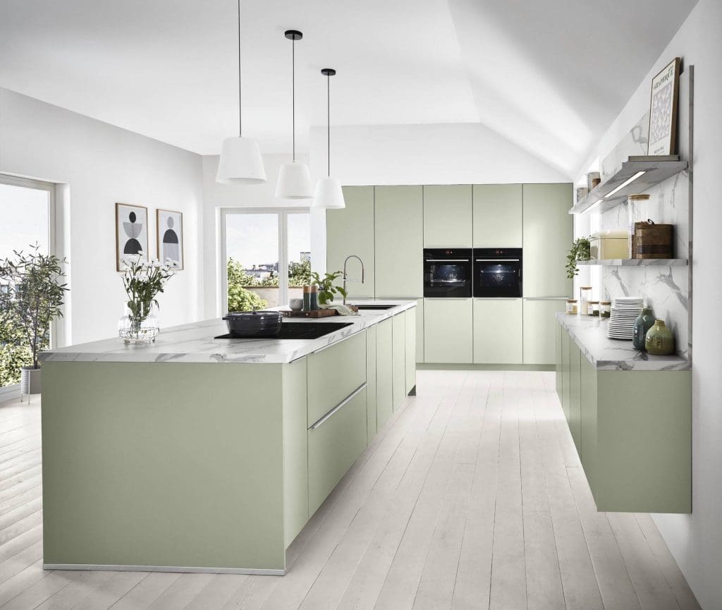 Nobilia Light Green Matt Kitchen | MHK Kitchen Experts
