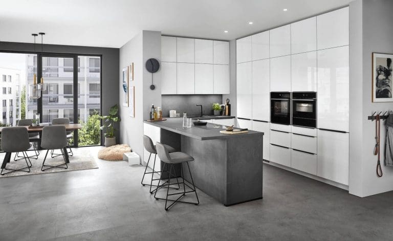 Nobilia Light Grey Gloss Kitchen | MHK Kitchen Expert