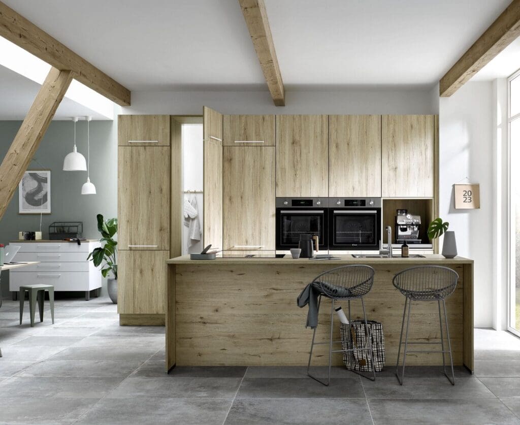 Fair Kitchen Quote - Bauformat Open Plan Wooden Kitchen 1 | MHK Kitchen Experts