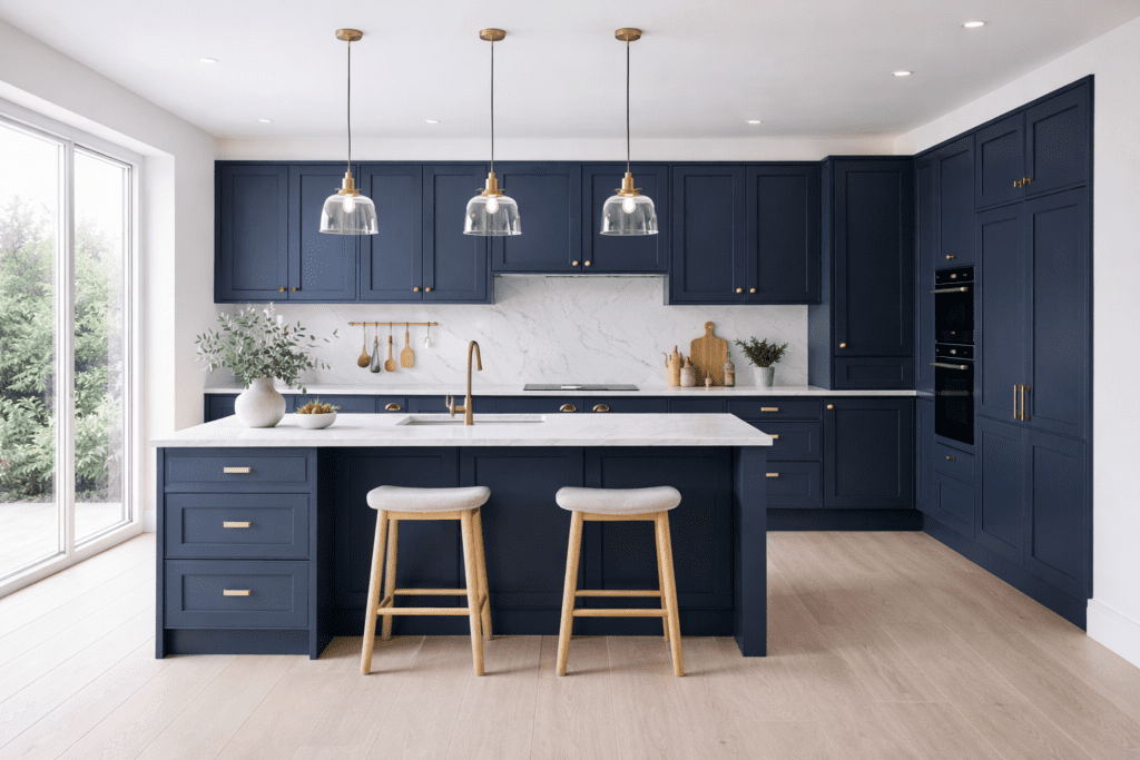 Dark Blue Shaker Kitchen Design | MHK Kitchen Expert