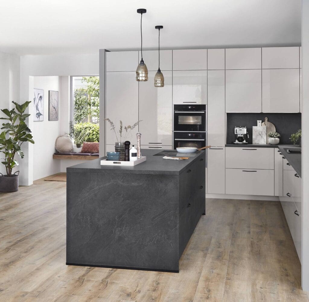 Nobilia Gloss Kitchen With Ceramic Island | MHK Kitchen Experts