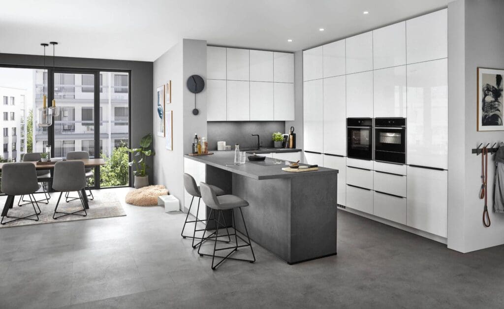 Nobilia Light Grey Gloss Kitchen | MHK Kitchen Expert