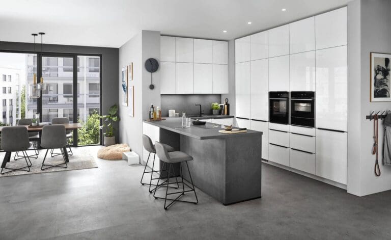 Nobilia Light Grey Gloss Kitchen | MHK Kitchen Expert