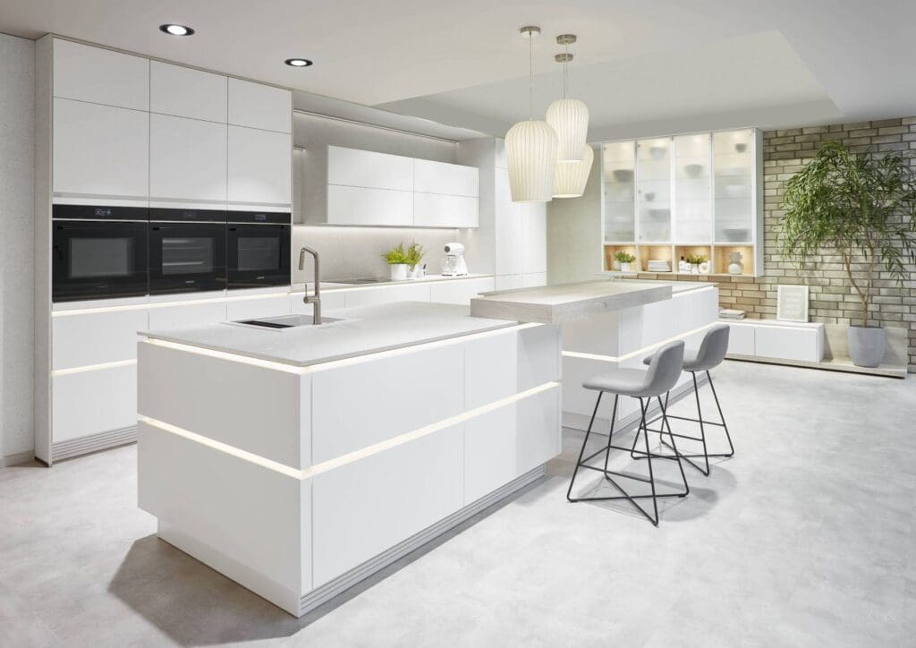 Nobilia Modern White Handleless Kitchen | MHK Kitchen Expert