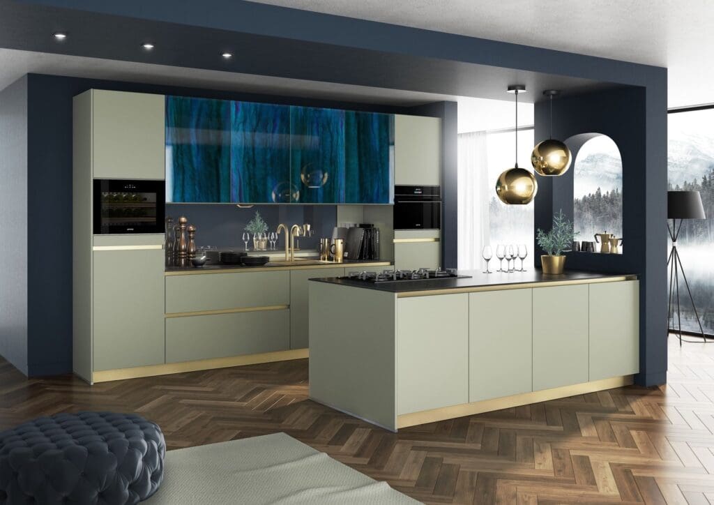  Bauformat handleless kitchen with gold channel handle | MHK Kitchen Experts
